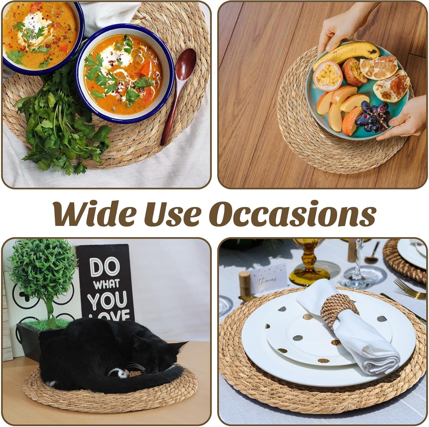 Kochorie Set of 6 Round Woven Placemats
